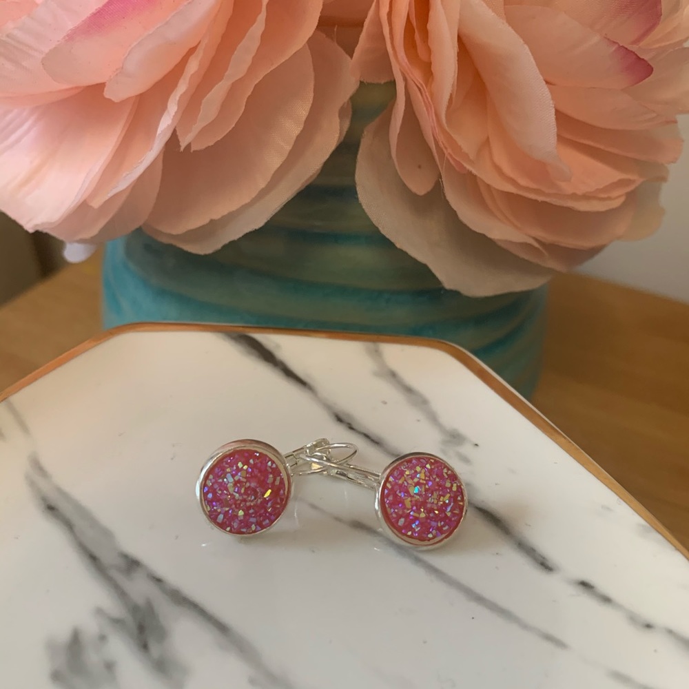 Lever back druzy earrings